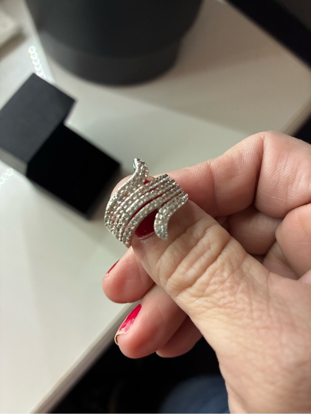 White sapphire and sterling silver ring